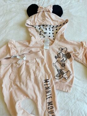 Disney Minnie Mouse Light Pink Hoodie & Jogger Set with Black Ear Accents